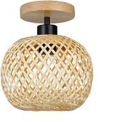 JQQJZLC Bamboo Hand-Woven Light Fixture Corridor Aisle Entrance Study Chinese Style Home Bamboo Ceiling Light Retro Rustic Ceiling Lamp Natural Rattan E27 Chandeliers Made in China Produced in China