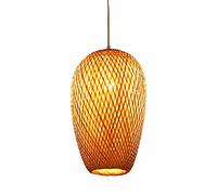 JQQJZLC Bamboo Pendant Lighting Fixtures Handmade Rustic Rattan Pendant Light Fixture 1-Lights Wicker Woven Chandelier for Bar Dining Room Ceiling Hanging Light,E26 Made in China Produced in China