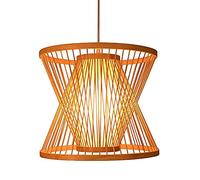 JQQJZLC Bamboo Woven Light Fixture Japanese Bamboo Pendant Lights Creative Handmade Rustic Ceiling Chandelier E27 Simple Pastoral Style Hanging Lamp Ceiling Lighting Fixture (40 * 30cm)