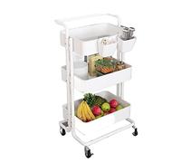 JQQJZLC Bathroom Shelves Kitchen Storage Cabinets 3-Tier Multifunctional Rolling Utility Cart with Basket Dividers Trolley Rack Kitchen Storage Rack Mobile Snack Cart Kitchen Shelves (Color : Black)