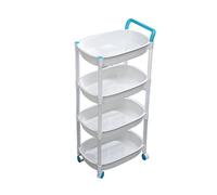 JQQJZLC Bathroom Shelves Kitchen Storage Cabinets Mobile Trolley Rack Plastic Floor Gap Kitchen Multi-layer Storage Rack Bathroom Gap Storage Rack with Wheels Kitchen Shelves (Color : Blue-4Layer)