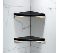 JQQJZLC Bathroom Shelves Nordic Light Luxury All Copper Natural Marble Golden Triangle Basket Rack, Storage Brushed Gold Tripod (Color : 17)