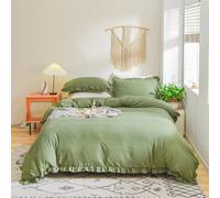 JQQJZLC Bed Four Pieces Set Bedding Green Comforter Set Shabby Chic Farmhouse Bedding Sets(AU Double)