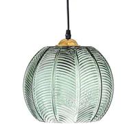 JQQJZLC Bepuzz 3-Light Modern Glass Pendant Lights Chandelier Green Pumpkin Design with Ribbed Glass Adjustable Cord Ceiling Pendant Light Fixture for Bedroom Living Room Kitchen Sink (3-Light) (15cm)