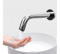 JQQJZLC BIANBHUO Kitchen Taps Mixer Wall-in Stainless Steel Infrared Induction Sensor Water Faucet Bathroom Toilet Hot and Cold Basin Water Tap