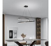 JQQJZLC Black Unique LED Chandelier Wraparound Line LED Pendant Lighting Minimalist Home Decor Hanging Lamp Dimmable Aluminium Luminaire for Kitchen Dining Room Bedroom Kitchen Island Cafe