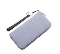 JQQJZLC Canvas Wallet Men Black/Gray Long Purse Male Cellphone Bag Zipper Business Card Holder Wallet Case Money Card Bag 17 Position