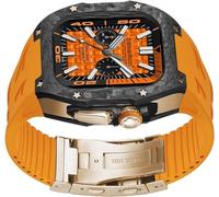 JQQJZLC Carbon Fiber Titanium Metal Watch Case band Mod Kit,For Ultra 2 49mm,Fluororubber watch Strap with folding Buckle Replacement Accessories