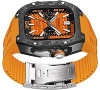 JQQJZLC Carbon Fiber Titanium Metal Watch Case band Mod Kit，For Ultra 2 49mm，Fluororubber watch Strap with folding Buckle Replacement Accessories