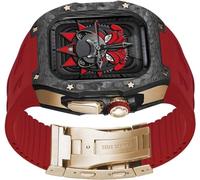 JQQJZLC Carbon Fiber Titanium Metal Watch Case band Mod Kit，For Ultra 2 49mm，Fluororubber watch Strap with folding Buckle Replacement Accessories
