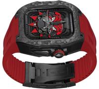 JQQJZLC Carbon Fiber Titanium Metal Watch Case band Mod Kit,For Ultra 2 49mm,Fluororubber watch Strap with folding Buckle Replacement Accessories