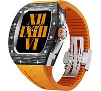 JQQJZLC Carbon Fiber Watch Case and Fluorine Rubber Watch Strap Mod Kit，For Series 8 7 45mm，RM Modification Set watch band case，For iwatch SE/4/5/6 Upgradation