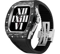 JQQJZLC Carbon Fiber Watch Case and Fluorine Rubber Watch Strap Mod Kit，For Series 8 7 45mm，RM Modification Set watch band case，For iwatch SE/4/5/6 Upgradation