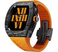 JQQJZLC Carbon Fiber Watch Case and Fluorine Rubber Watch Strap Mod Kit,For Series 8 7 45mm,RM Modification Set watch band case,For iwatch SE/4/5/6 Upgradation