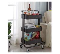 JQQJZLC Carts,Trolley Bedroom Storage Shelf 3-Tier Rolling Cart with Metal Mesh Basket Multi-Purpose Organizer Cart Mass Storage Utility Cart for Office, Kitchen, Bathroom,White,85 * 45 * 35Cm
