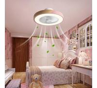 JQQJZLC celing Fan with Lighting 6 Speed Silent, Modern Ceiling Fans with Lights and Remote Reversible dc Motor, Invisible Ceiling Fan Chandelier Light with Timing Living Room Bedroom -Pink