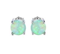 JQQJZLC Cellacity 8 Colors Optional Opal 925 Jewelry Gemstones Earrings For Women Fashion Simple Ear Studs Rose Color Gift