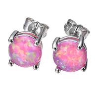 JQQJZLC Cellacity 8 Colors Optional Opal 925 Jewelry Gemstones Earrings For Women Fashion Simple Ear Studs Rose Color Gift