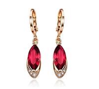 JQQJZLC Cellacity Classic 925 Drop Earrings For Women Red Ruby Gemstone Dangle Earrings Jewelry Wedding Engagement Gift