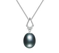 JQQJZLC chandelier 100% natural freshwater oval pearl necklace zircon pendant fine jewelry for women light