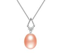 JQQJZLC chandelier 100% natural freshwater oval pearl necklace zircon pendant fine jewelry for women light