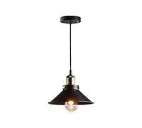 JQQJZLC Chandelier Creative Retro Single Head Suspension Lamp Black Metal Lampshade Pendant Light Decorative Iron Restaurant Droplight E27 Loft American Chandelier (14.1in)