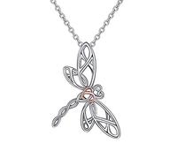 JQQJZLC chandelier dragonfly heart pendant chain hollow craft rose plated necklace for women fine jewelry valentine gift light