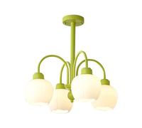 JQQJZLC Chandelier, Green nt Lights Glass nt Lights Bedroom Living Room Lighting(Size:6 Head- White Light)