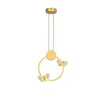 JQQJZLC Chandelier Modern Hanging Light Fixture Geometric Bedside Pendant Light with Acrylic Butterfly Decoration, 3000K Warm White Led Ceiling Hanging Pendant Lighting Metal Chandelier fo