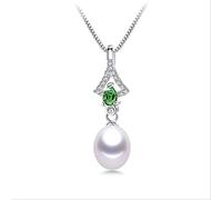 JQQJZLC chandelier natural freshwater pearl pendant green shiny zircon necklace fine jewelry for women light