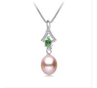 JQQJZLC chandelier natural freshwater pearl pendant green shiny zircon necklace fine jewelry for women light