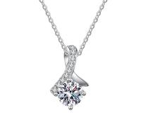 JQQJZLC chandelier s925 1ct bowknot necklace platinum plated d color moissanite women necklaces light