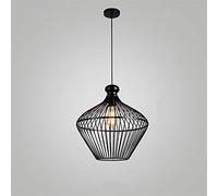 JQQJZLC Chandeliers Light Fixture Modern Cage Pendant Light Black Iron Hanging Cage Vintage Led Bulb E27 for Dining Room Restaurant Bar Counter Industrial Loft Single Head Hanging Lights (Size : D)