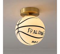 JQQJZLC Children's Room Ceiling Lighting fixtures Basketball/Football Chandelier, Creative Chandelier Near Ceiling Light, Sports Basketball E27 Bulb Chandelier with Glass Shadow, Children'