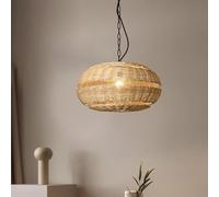 JQQJZLC Coastal Rattan Pendant Light Fixture Woven Basket Wicker Light Fixture Boho Chandelier Lantern Bamboo Ball Ceiling Hanging Lamp for Bedroom Dining Room Restaurant Kitchen Island