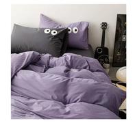 JQQJZLC Comfortable Fabric Quilt Cover Set Home Bedding Sets Double Bed Monochromatic Bed Four Pieces Set(F,Queen)
