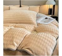 JQQJZLC Coral Velvet Duvet Cover Set Queen King Soft and Warm Solid Color Plush Comforter Cover with Zipper Closure 4 Pieces Bedding Fitted Sheet and 2 Pillow Shams(Orange,King)