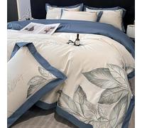 JQQJZLC Cotton 4 Piece Bedding Set, Luxurious Long-Staple Cotton Embroidered Comforter Set, Simple Plants Flowers Duvet Cover Sets All Seasons with Zipper Closure(Pink,Queen Size)