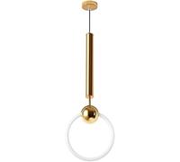 JQQJZLC Creative Iron Art Hanging Light, Modern Nordic Pendant Light, Gold Ring Single Head Light Fixture for Kitchen Island Dining Room Bedroom Bedside Chandelier (Size:19cm,Color:Warm Li