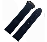JQQJZLC Curved End Rubber Silicone Watch Bands for Omega Seamaster 300 Speedmaster Strap 20mm 22mm Brand Watchband (Color : Blue White-Black, Size : 22mm)