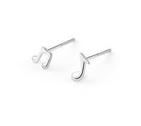 JQQJZLC Cute Music Note Small Stud Earrings for Women 925 Sterling Silver Hypoallergenic Minimalist Asymmetrical Treble Clef Studs Cartilage Tragus Post Dainty Birthday Holiday Jewelry Gifts