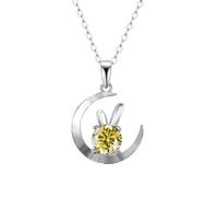 JQQJZLC Decorations Accessories 1 D Color Pink Blue Yellow Rabbit Moissanite Pendant Necklaces for Women Womens Necklace - Valentine's Day Birthday Beautiful