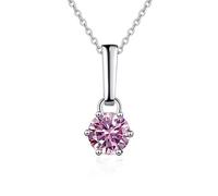 JQQJZLC Decorations Accessories 1 to 2 Moissanite Diamond Necklaces for Women, D Color Round Cut Blue/Yellow/Pink Diamond Necklace, Jewelry s for Women Beautiful