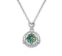 JQQJZLC Decorations Accessories Heart Necklace for Women, 1CT D Color Moissanite Pendant Necklace, Crown Pink/Blue/Yellow Diamond Necklaces, Jewelry s for Wife Mom Beautiful