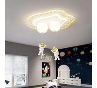 JQQJZLC Dimmable LED Ceiling Light AstronautFlush Mount Ceiling Light Fixtures for Girls Boys Room 42W Acrylic Planet Blue White Bedroom Ceiling Light Chandelier forNursery Room