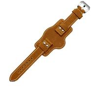 JQQJZLC Dualuse Leather Watch Vintage Wristband Cowhide Leather Thick Strap for Panerai Leisure Soft Bracelet 20 22 24 26mm watchbands (Color : Brown Black Rivet, Size : Black Black Clasp)