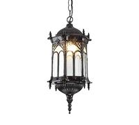 JQQJZLC E27 Oil Rubbed Bronze Finish Aluminum Pendant Light Victoria Chandelier Vintage Waterproof Outdoor Adjustable Hanging Lamp Glass Lampshade Garden Hallway Balcony Gazebo Villa Grapes Frame