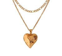 JQQJZLC Elegant Cute Heart Necklace for Girls Choker with Punk Geometric Heart Charm - Vintage Gold Heart Necklace, Gold Locket Necklace for Women, Gifts