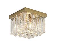 JQQJZLC Elegant Raindrop K9 Clear Crystal Chandelier Flush Mount Ceiling Light Fixture for Closet Foyer Bedroom Living Room Hallway (Size * 20CM)