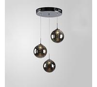 JQQJZLC Entryway Chandeliers for High Ceilings Industrial Amber Gold Glass Hanging Pendant Light Black Smoke Grey Crystal Ball Bubble Chandelier for Foyer Staircase Living Room Dining Room
